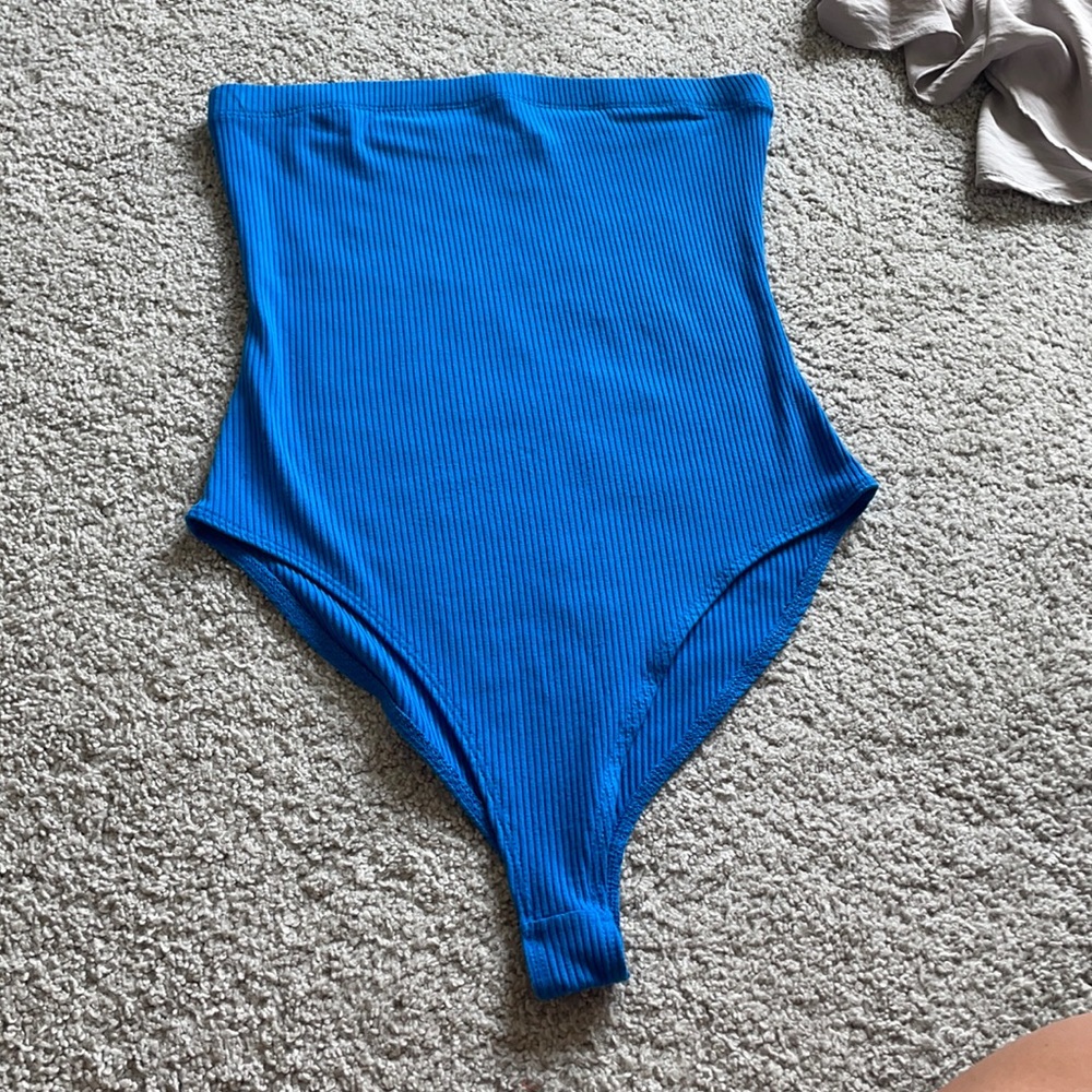 royal blue bandeau bodysuit
